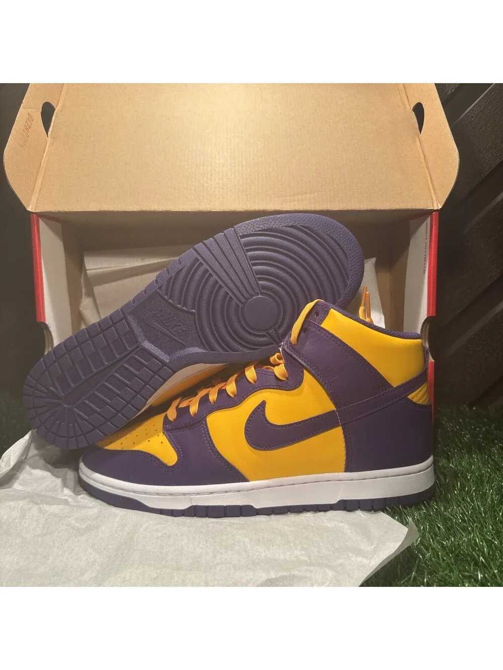 Nike Dunk High Retro Lakers Mens Size 10.5 DD1399 500 Court Purple Gold